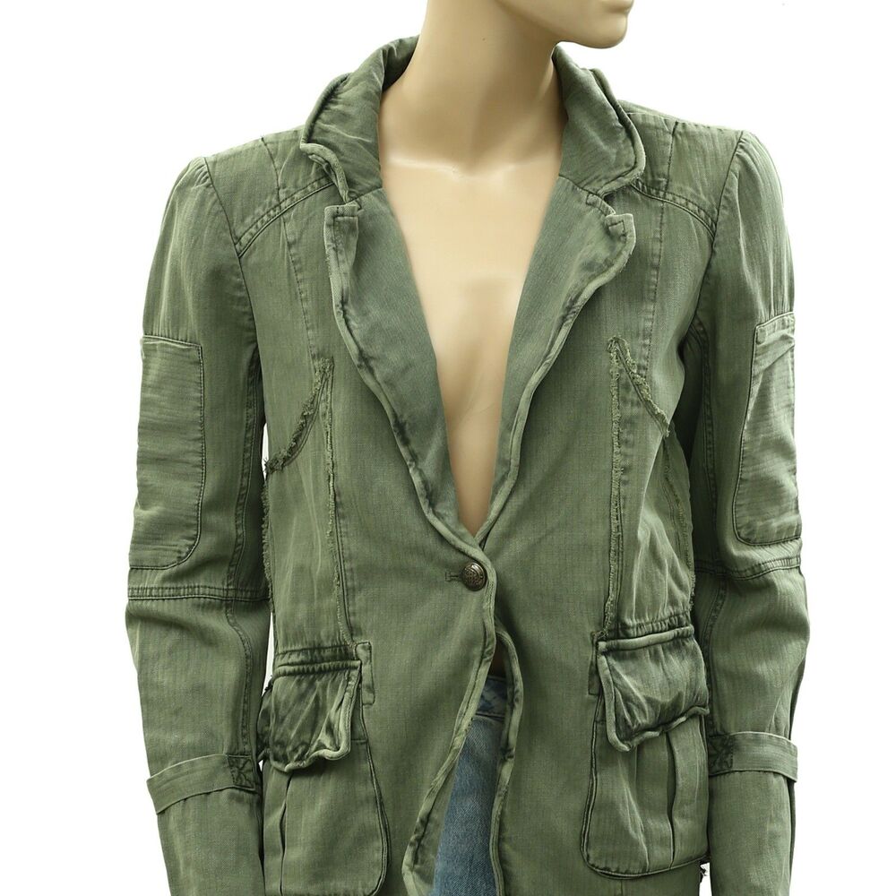 Free People Harlow Jacket Blazer Coat Top Long Sleeves Solid Cotton S 288219 - Picture 6 of 12